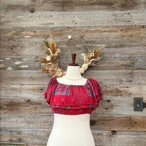 Altar'd State Red Patterned Crop Top